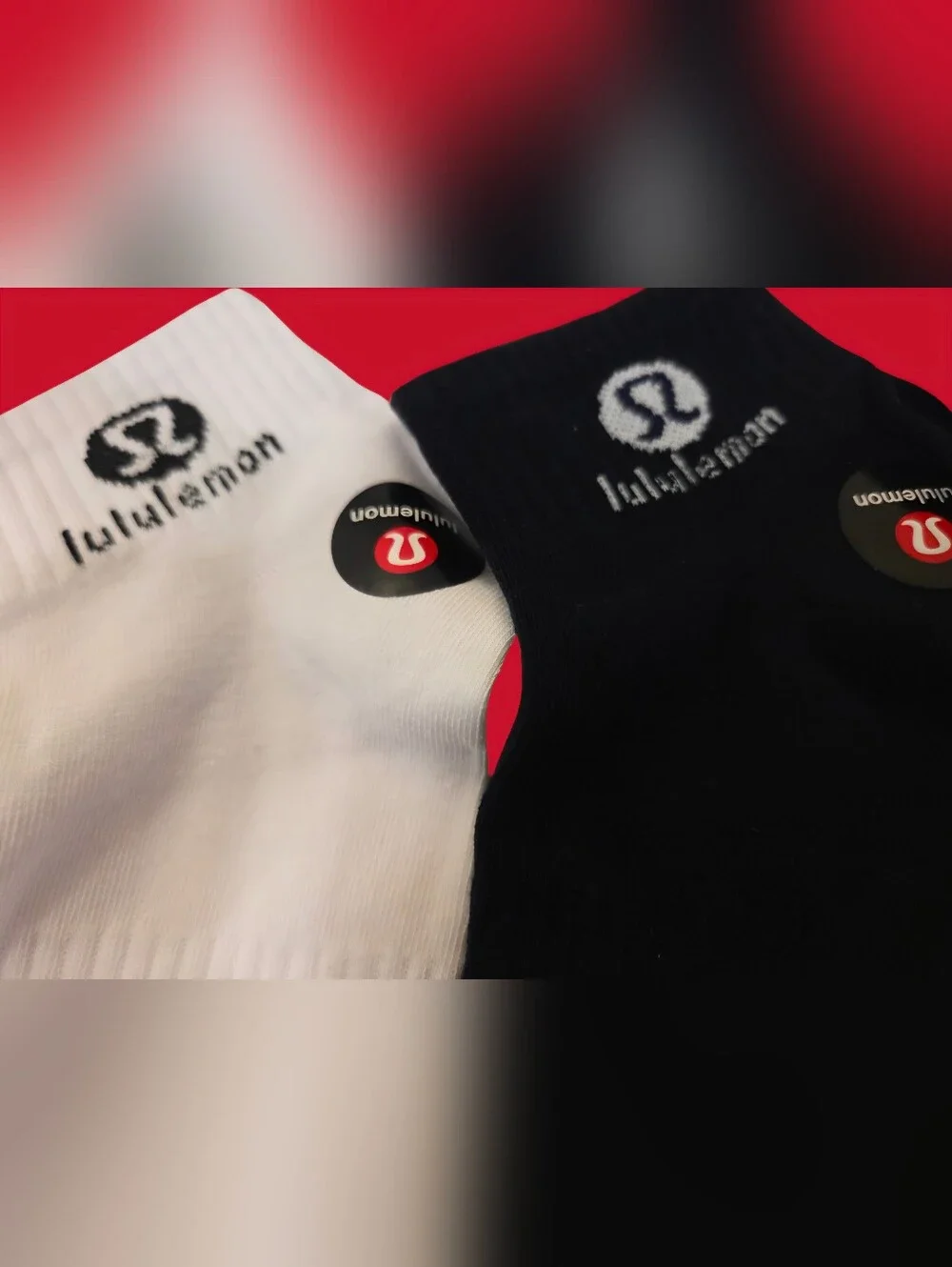 Lululemon Womens Logo Ankle Socks Medium BNWT With Box 5 Pair Black Gray White